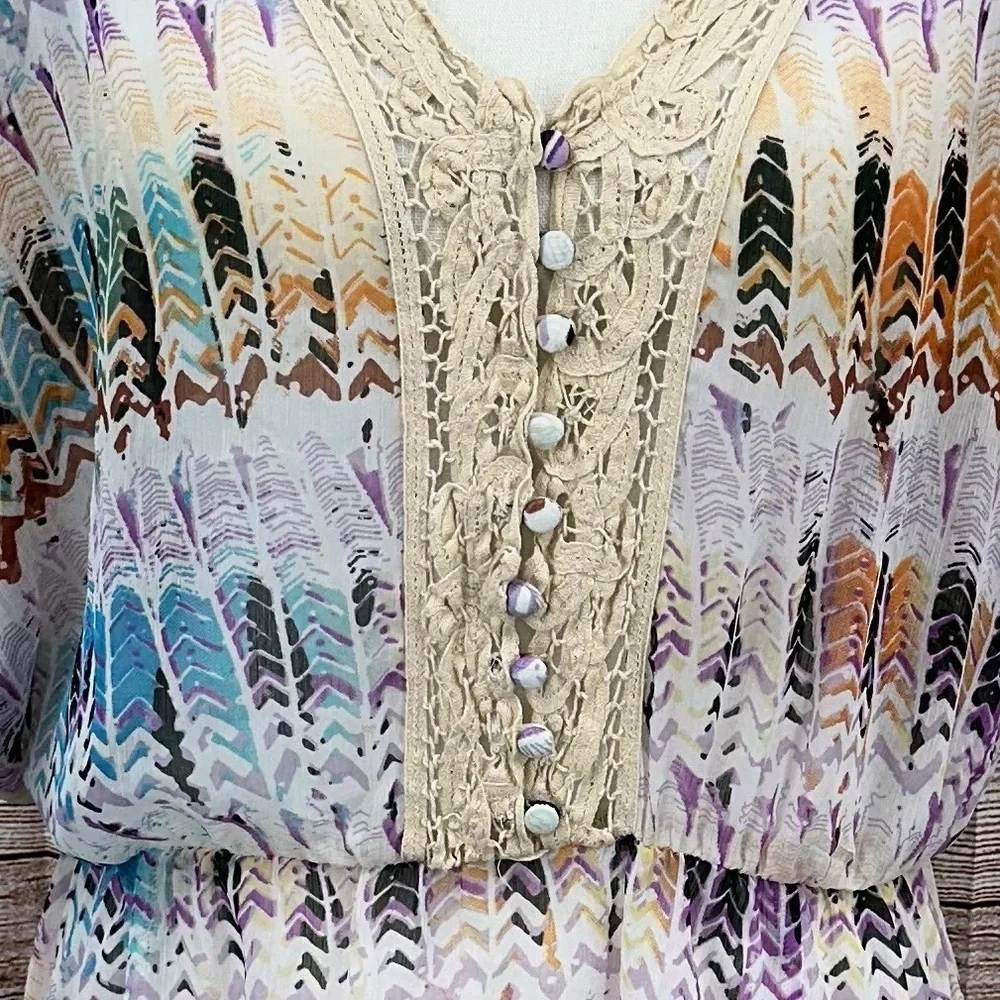 Vintage Free People Multicolor Boho Blouse Size